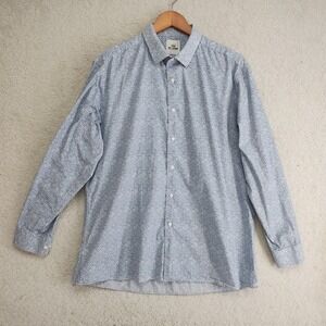 Ben Sherman Dress Shirt Mens XL 17.5 34/35 Blue Floral Long Sleeve Cotton Button